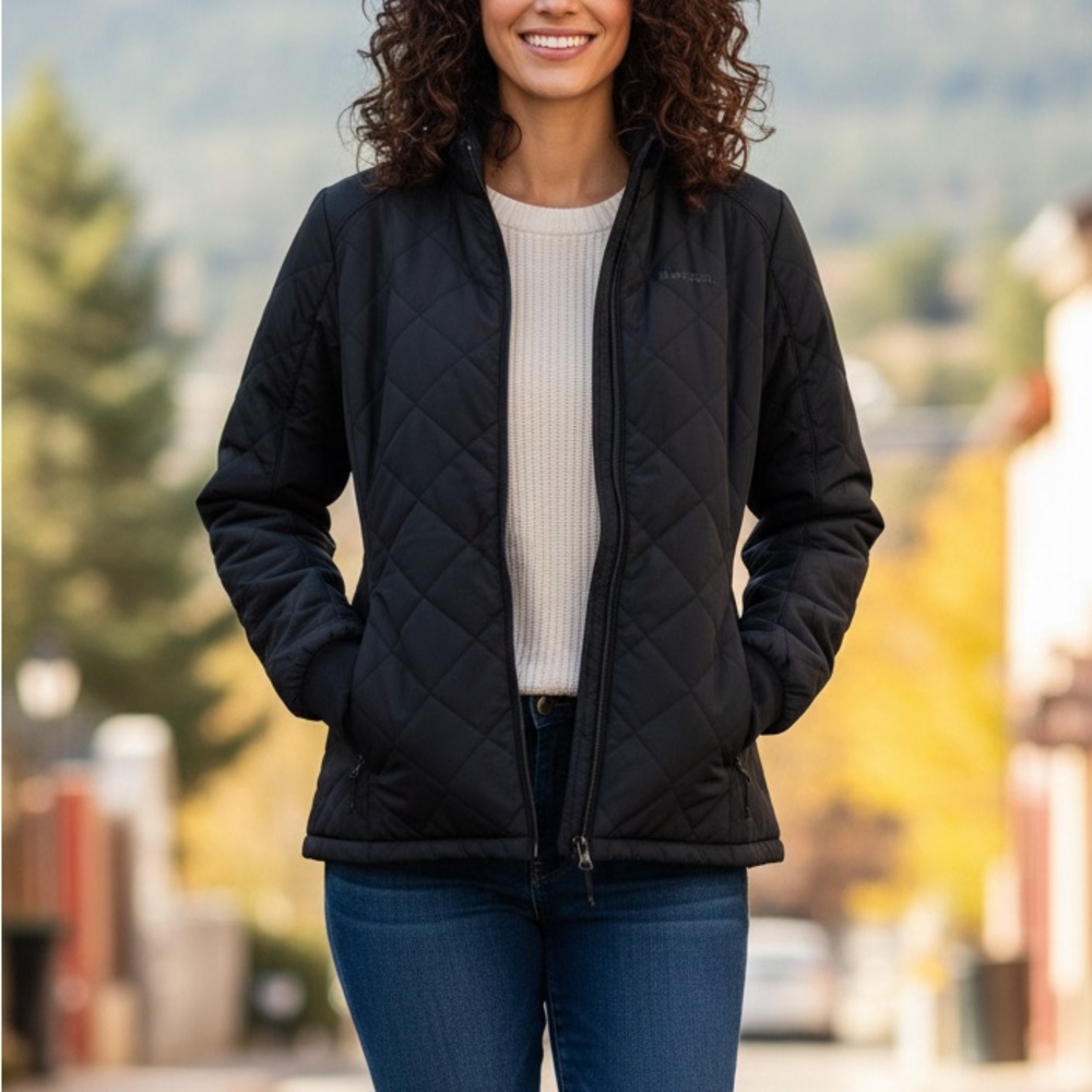 Merrell Black Opti-Warm Quilted Full Zip Puffer Jacket Women’s Size Large